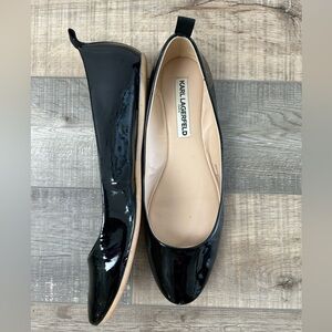 Karl Lagerfeld Glossy Black Flats